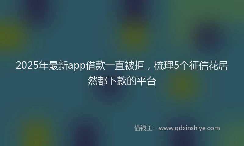 2025年最新app借款一直被拒，梳理5个征信花居然都下款的平台