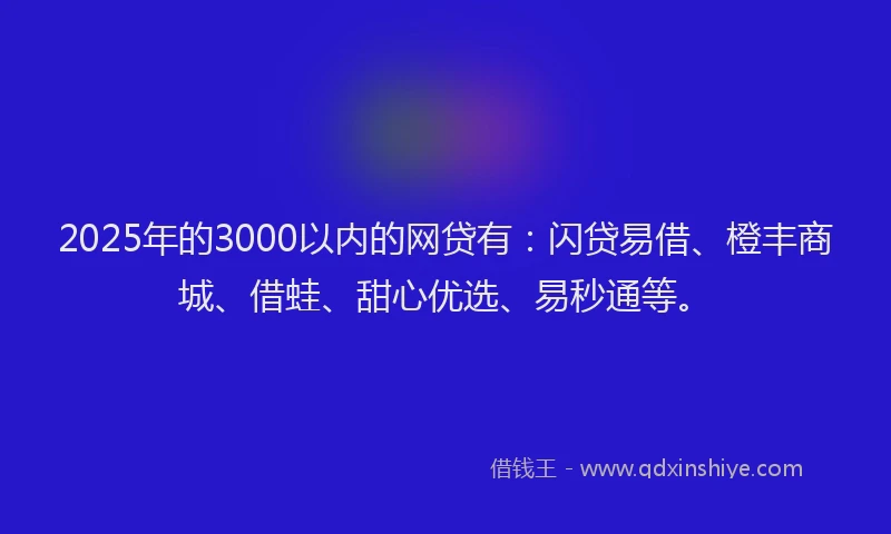 2025年的3000以内的网贷有：闪贷易借、橙丰商城、借蛙、甜心优选、易秒通等。