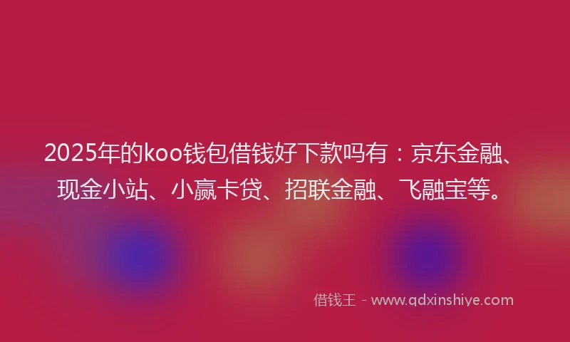 2025年的koo钱包借钱好下款吗有：京东金融、现金小站、小赢卡贷、招联金融、飞融宝等。
