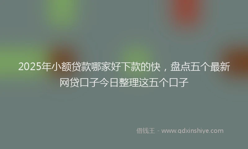 2025年小额贷款哪家好下款的快，盘点五个最新网贷口子今日整理这五个口子