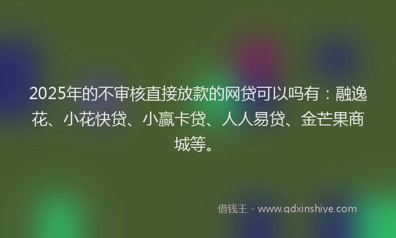 2025年的不审核直接放款的网贷可以吗有：融逸花、小花快贷、小赢卡贷、人人易贷、金芒果商城等。