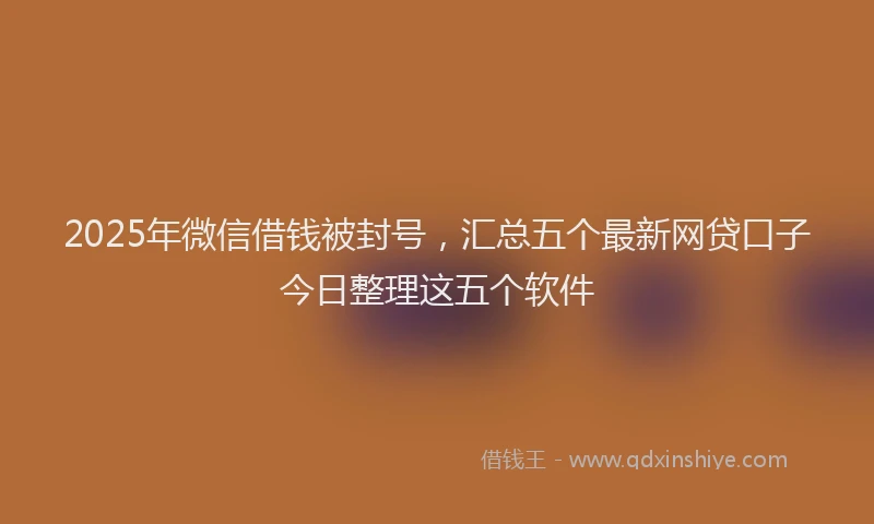 2025年微信借钱被封号，汇总五个最新网贷口子今日整理这五个软件
