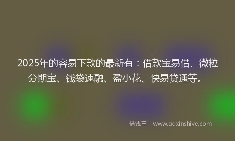 2025年的容易下款的最新有：借款宝易借、微粒分期宝、钱袋速融、盈小花、快易贷通等。