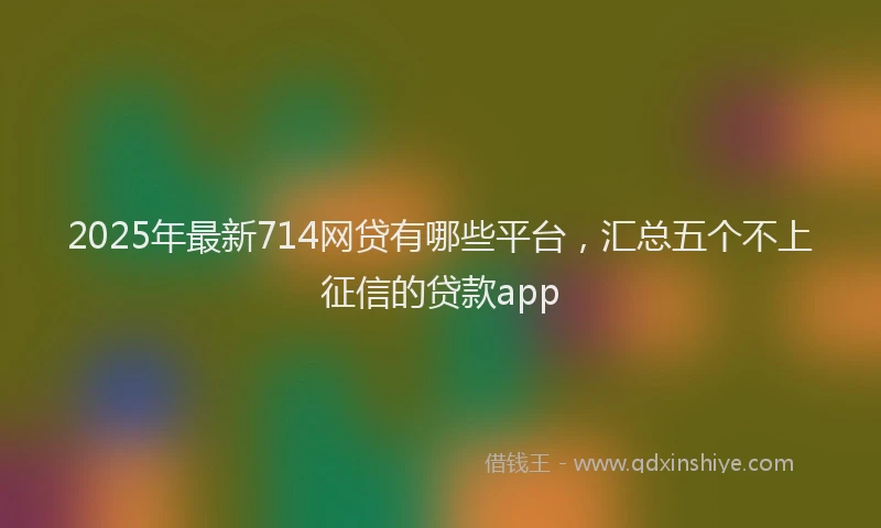 2025年最新714网贷有哪些平台，汇总五个不上征信的贷款app