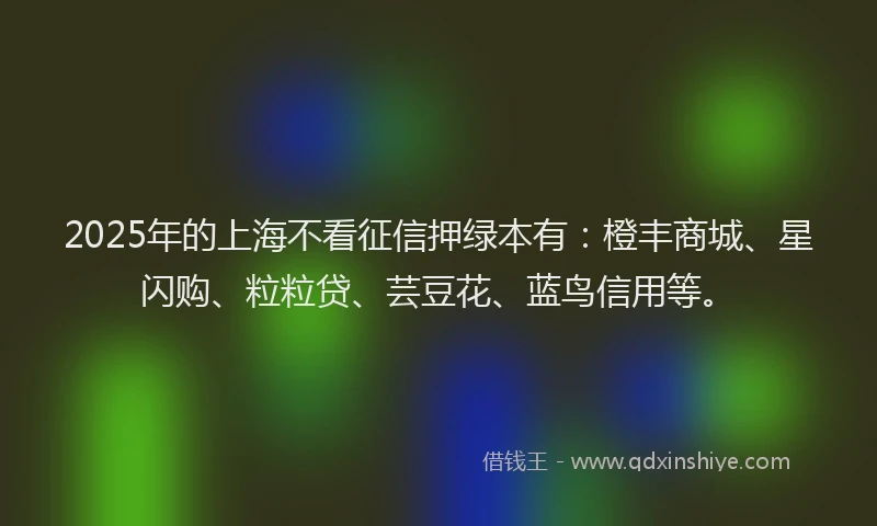 2025年的上海不看征信押绿本有：橙丰商城、星闪购、粒粒贷、芸豆花、蓝鸟信用等。