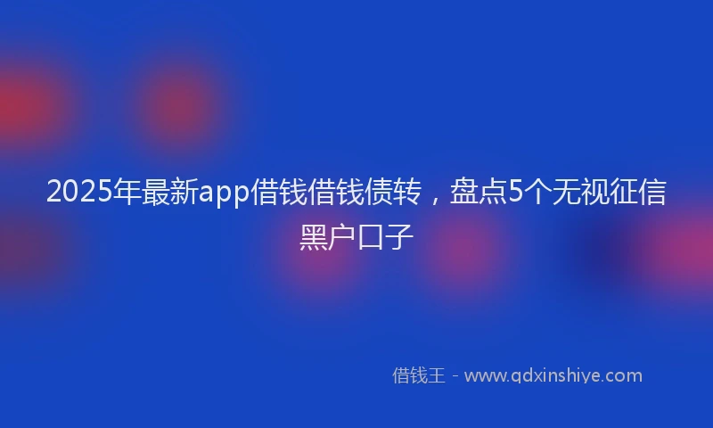 2025年最新app借钱借钱债转，盘点5个无视征信黑户口子