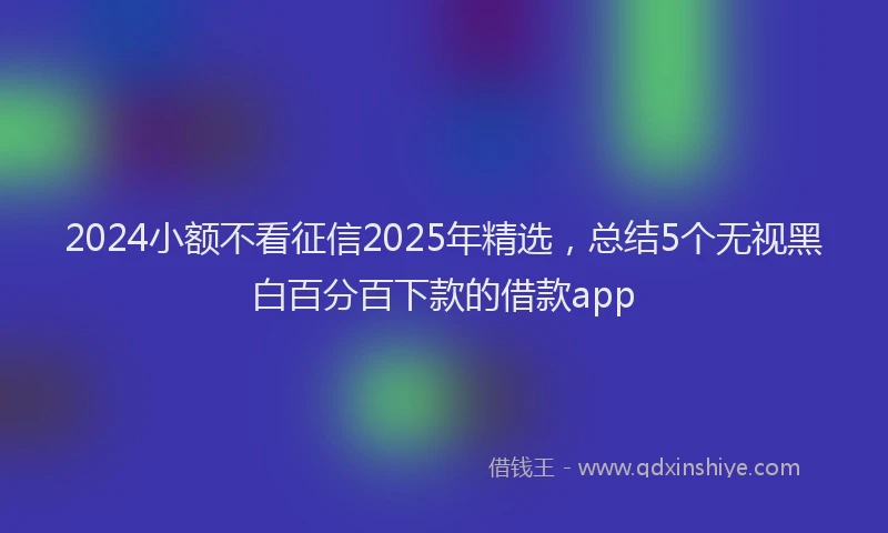 2024小额不看征信2025年精选，总结5个无视黑白百分百下款的借款app