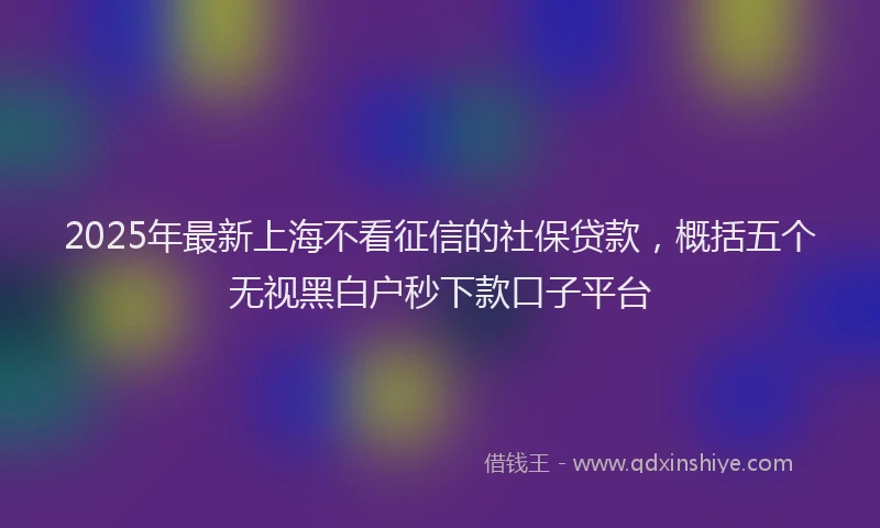 2025年最新上海不看征信的社保贷款，概括五个无视黑白户秒下款口子平台