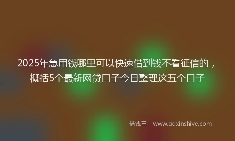2025年急用钱哪里可以快速借到钱不看征信的，概括5个最新网贷口子今日整理这五个口子