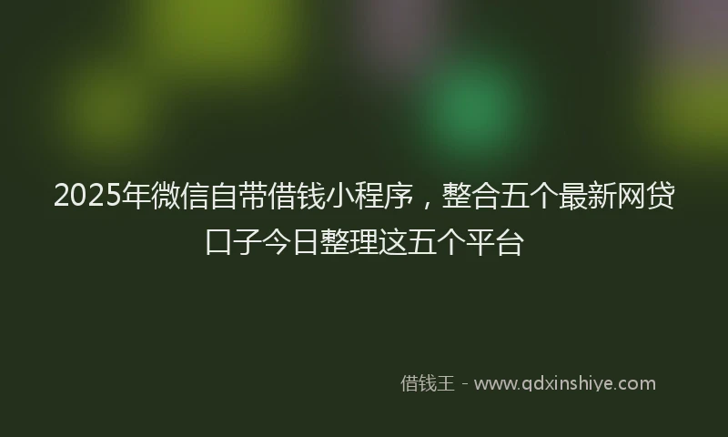 2025年微信自带借钱小程序，整合五个最新网贷口子今日整理这五个平台