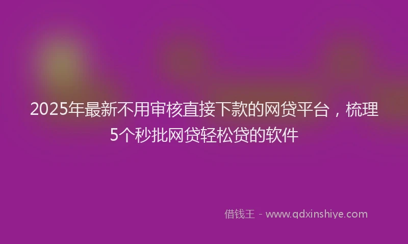 2025年最新不用审核直接下款的网贷平台，梳理5个秒批网贷轻松贷的软件