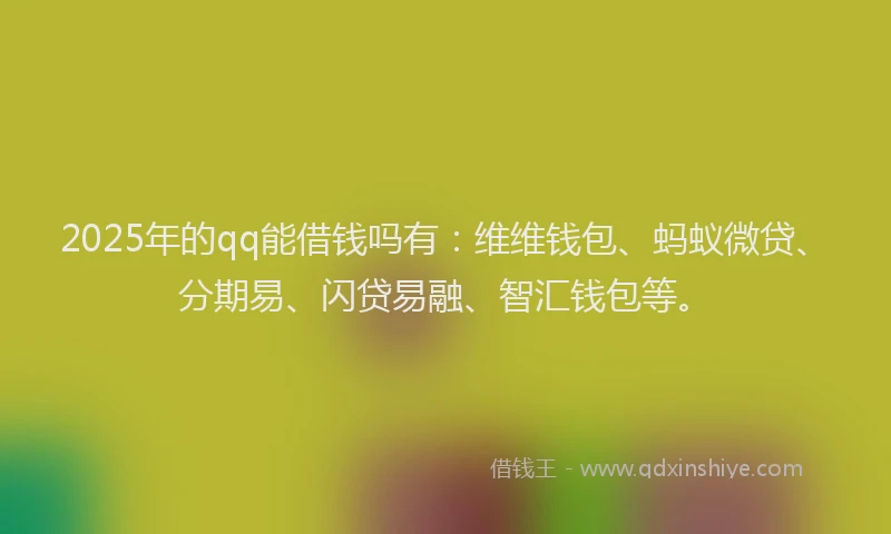 2025年的qq能借钱吗有：维维钱包、蚂蚁微贷、分期易、闪贷易融、智汇钱包等。