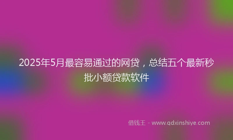2025年5月最容易通过的网贷，总结五个最新秒批小额贷款软件