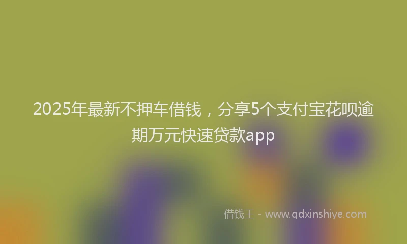2025年最新不押车借钱，分享5个支付宝花呗逾期万元快速贷款app
