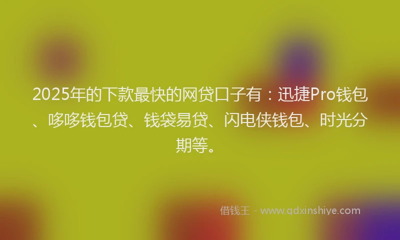 2025年的下款最快的网贷口子有：迅捷Pro钱包、哆哆钱包贷、钱袋易贷、闪电侠钱包、时光分期等。