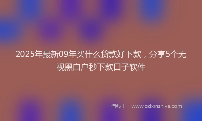2025年最新09年买什么贷款好下款，分享5个无视黑白户秒下款口子软件