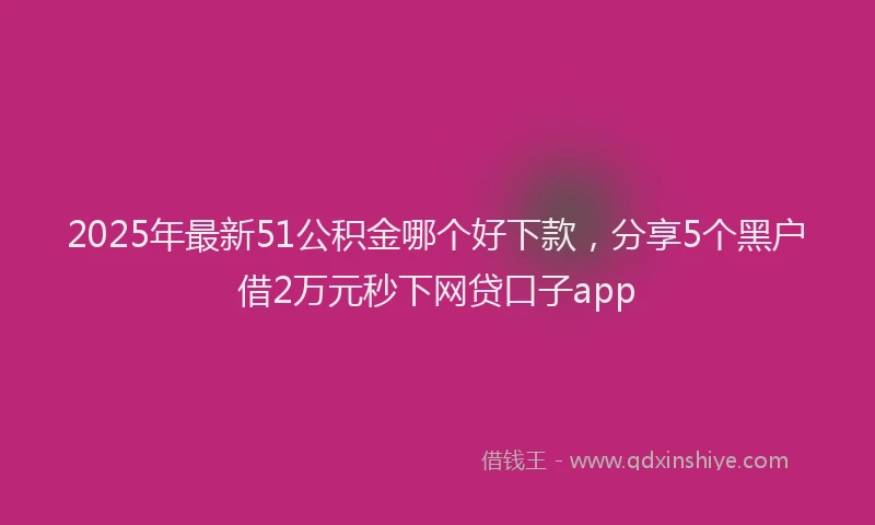 2025年最新51公积金哪个好下款，分享5个黑户借2万元秒下网贷口子app