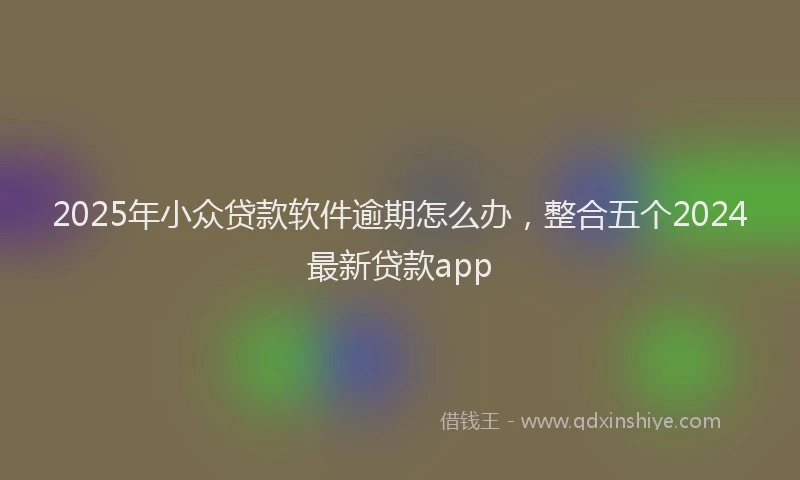 2025年小众贷款软件逾期怎么办，整合五个2024最新贷款app