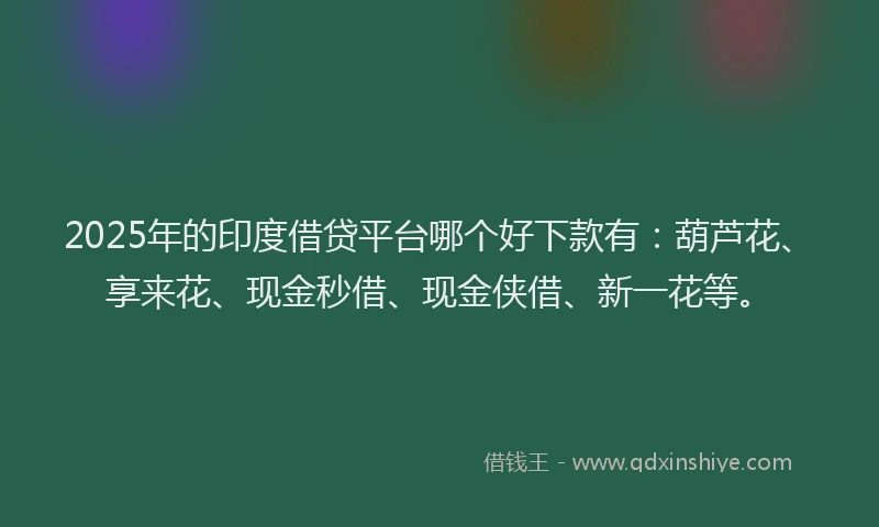 2025年的印度借贷平台哪个好下款有：葫芦花、享来花、现金秒借、现金侠借、新一花等。