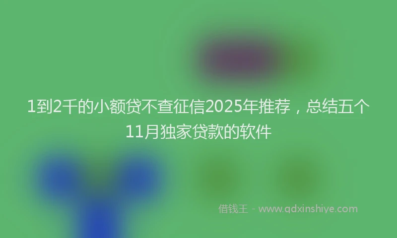 1到2千的小额贷不查征信2025年推荐，总结五个11月独家贷款的软件