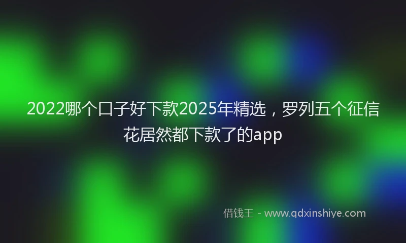 2022哪个口子好下款2025年精选，罗列五个征信花居然都下款了的app