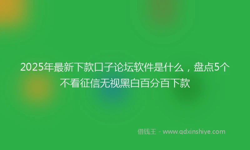 2025年最新下款口子论坛软件是什么，盘点5个不看征信无视黑白百分百下款