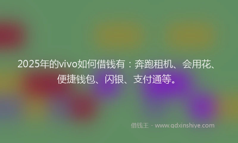 2025年的vivo如何借钱有：奔跑租机、会用花、便捷钱包、闪银、支付通等。