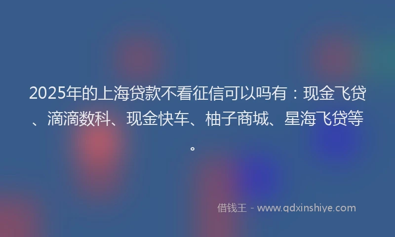 2025年的上海贷款不看征信可以吗有：现金飞贷、滴滴数科、现金快车、柚子商城、星海飞贷等。