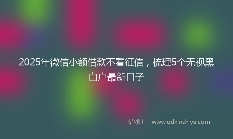 2025年微信小额借款不看征信，梳理5个无视黑白户最新口子