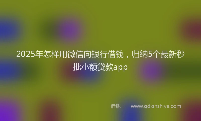 2025年怎样用微信向银行借钱，归纳5个最新秒批小额贷款app