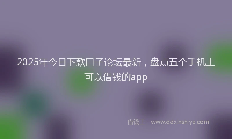 2025年今日下款口子论坛最新，盘点五个手机上可以借钱的app
