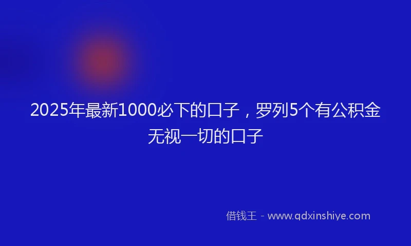 2025年最新1000必下的口子，罗列5个有公积金无视一切的口子