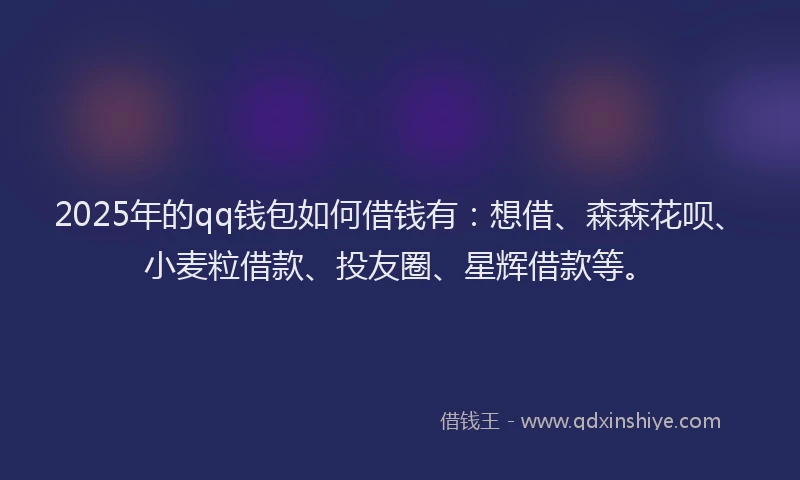2025年的qq钱包如何借钱有：想借、森森花呗、小麦粒借款、投友圈、星辉借款等。