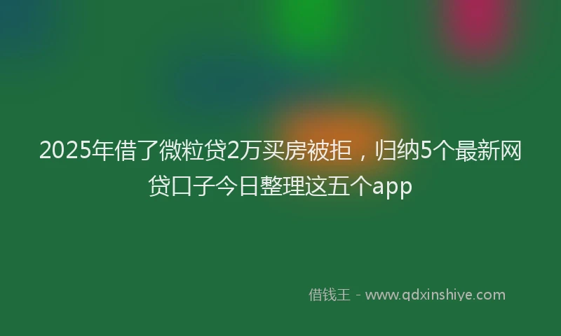 2025年借了微粒贷2万买房被拒，归纳5个最新网贷口子今日整理这五个app