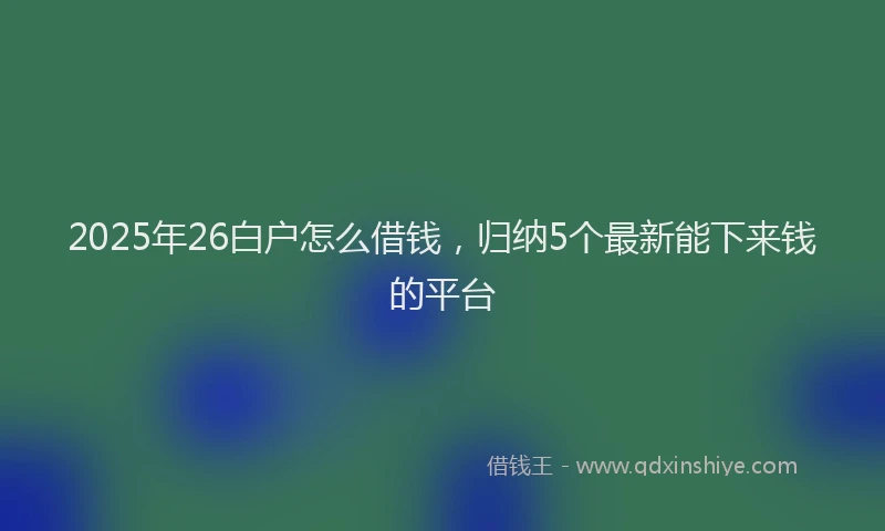 2025年26白户怎么借钱，归纳5个最新能下来钱的平台