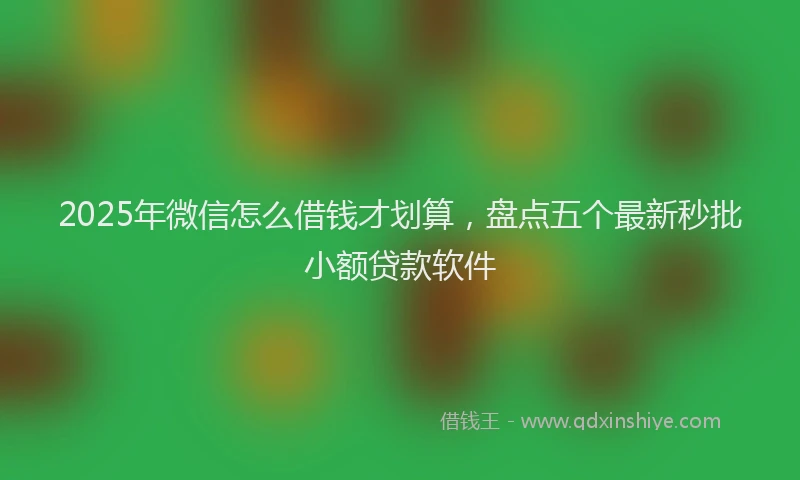 2025年微信怎么借钱才划算，盘点五个最新秒批小额贷款软件
