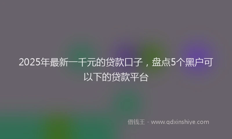 2025年最新一千元的贷款口子，盘点5个黑户可以下的贷款平台
