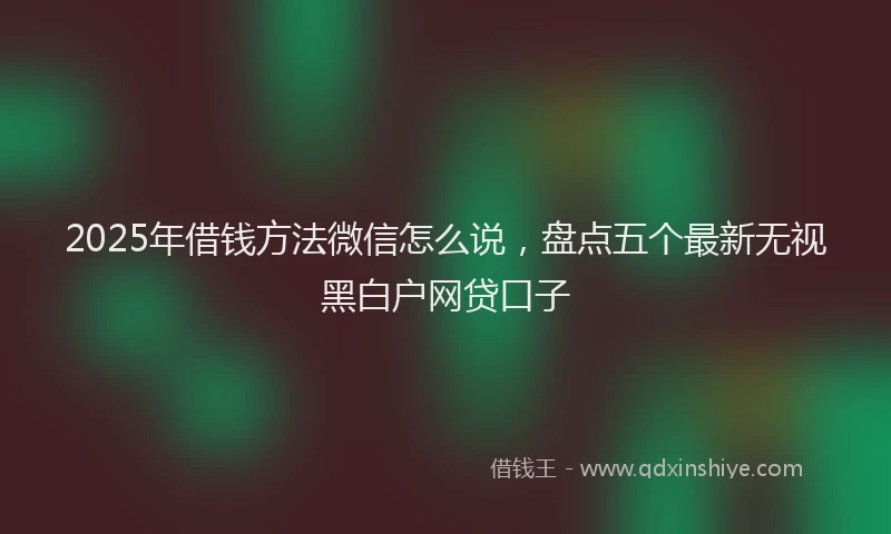 2025年借钱方法微信怎么说，盘点五个最新无视黑白户网贷口子