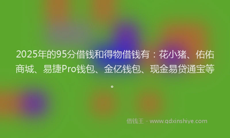 2025年的95分借钱和得物借钱有：花小猪、佑佑商城、易捷Pro钱包、金亿钱包、现金易贷通宝等。