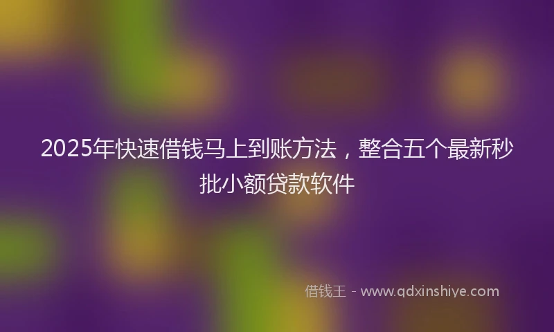 2025年快速借钱马上到账方法，整合五个最新秒批小额贷款软件