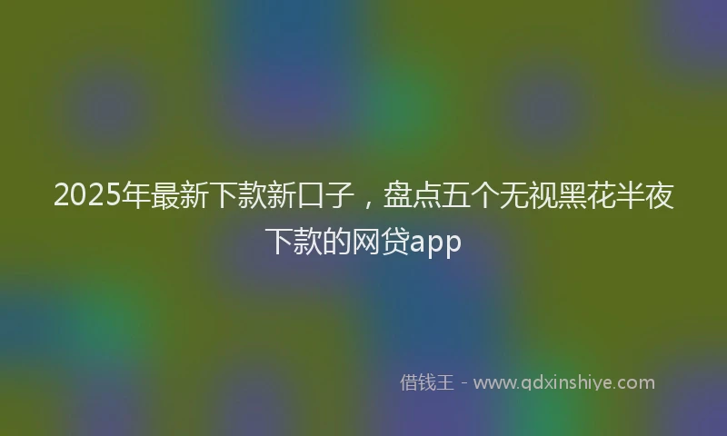 2025年最新下款新口子，盘点五个无视黑花半夜下款的网贷app