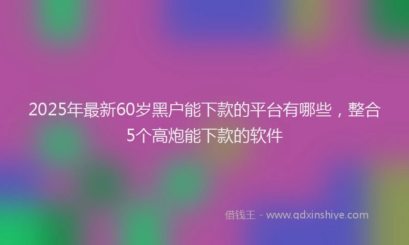 2025年最新60岁黑户能下款的平台有哪些，整合5个高炮能下款的软件