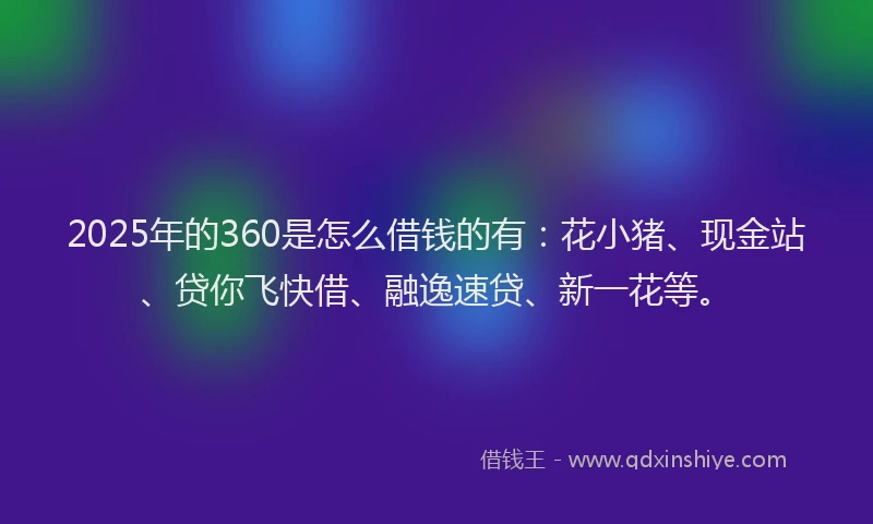 2025年的360是怎么借钱的有：花小猪、现金站、贷你飞快借、融逸速贷、新一花等。