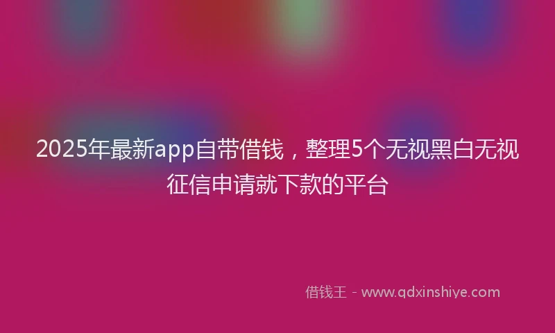 2025年最新app自带借钱，整理5个无视黑白无视征信申请就下款的平台