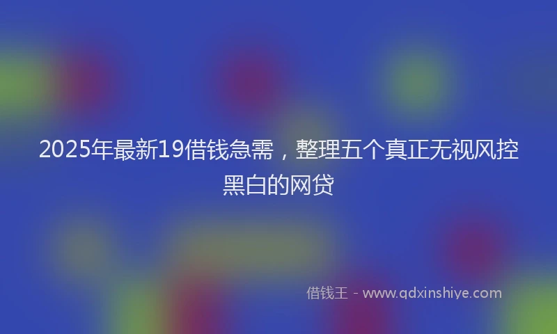 2025年最新19借钱急需，整理五个真正无视风控黑白的网贷