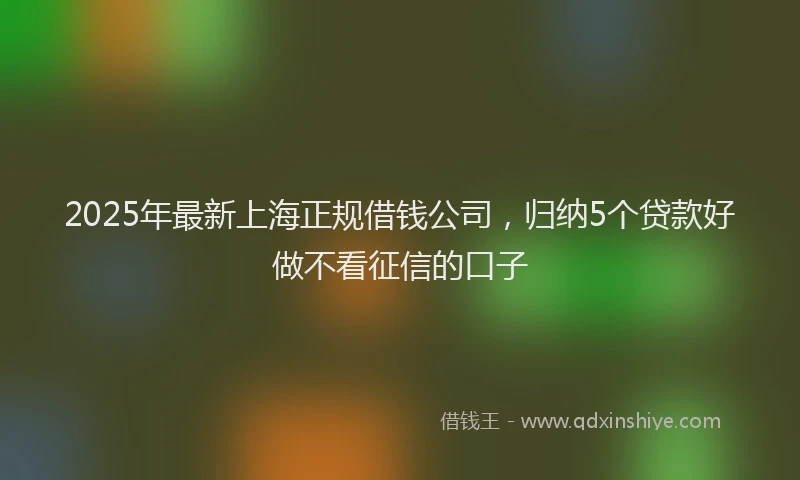 2025年最新上海正规借钱公司，归纳5个贷款好做不看征信的口子