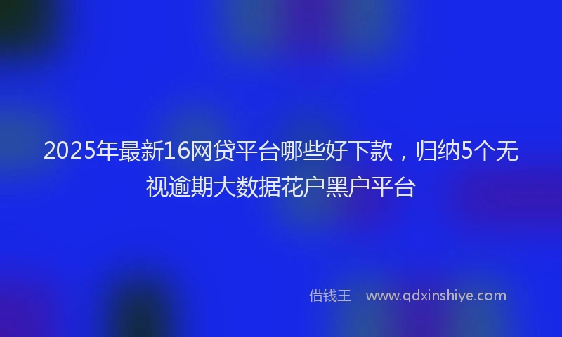 2025年最新16网贷平台哪些好下款，归纳5个无视逾期大数据花户黑户平台