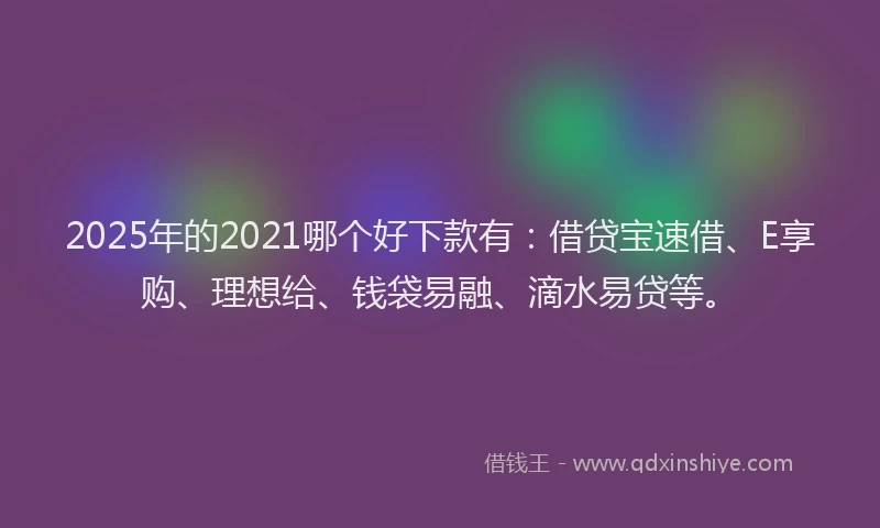 2025年的2021哪个好下款有：借贷宝速借、E享购、理想给、钱袋易融、滴水易贷等。
