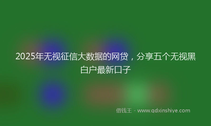 2025年无视征信大数据的网贷，分享五个无视黑白户最新口子