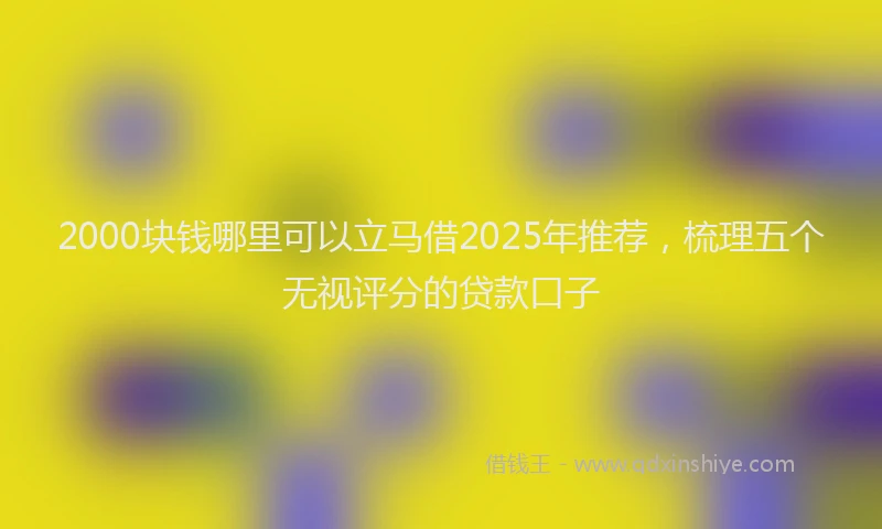 2000块钱哪里可以立马借2025年推荐，梳理五个无视评分的贷款口子